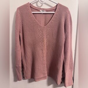 Sonoma Women's Pink V-Neck Sweater